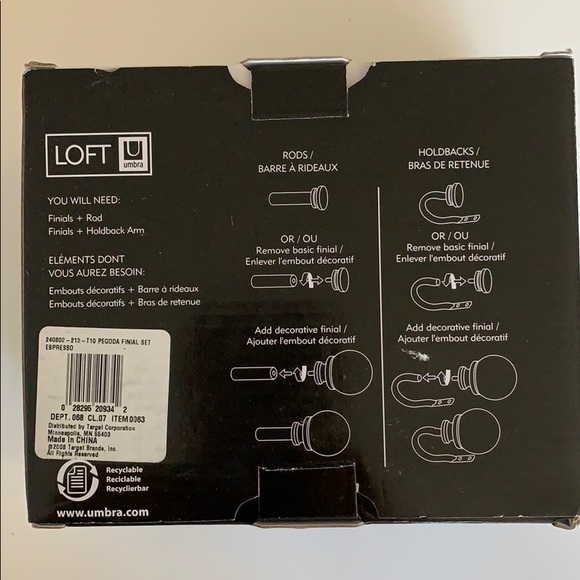 Umbra Wall Decor New Loft Umbra Drapery Finial Set Holdback Set